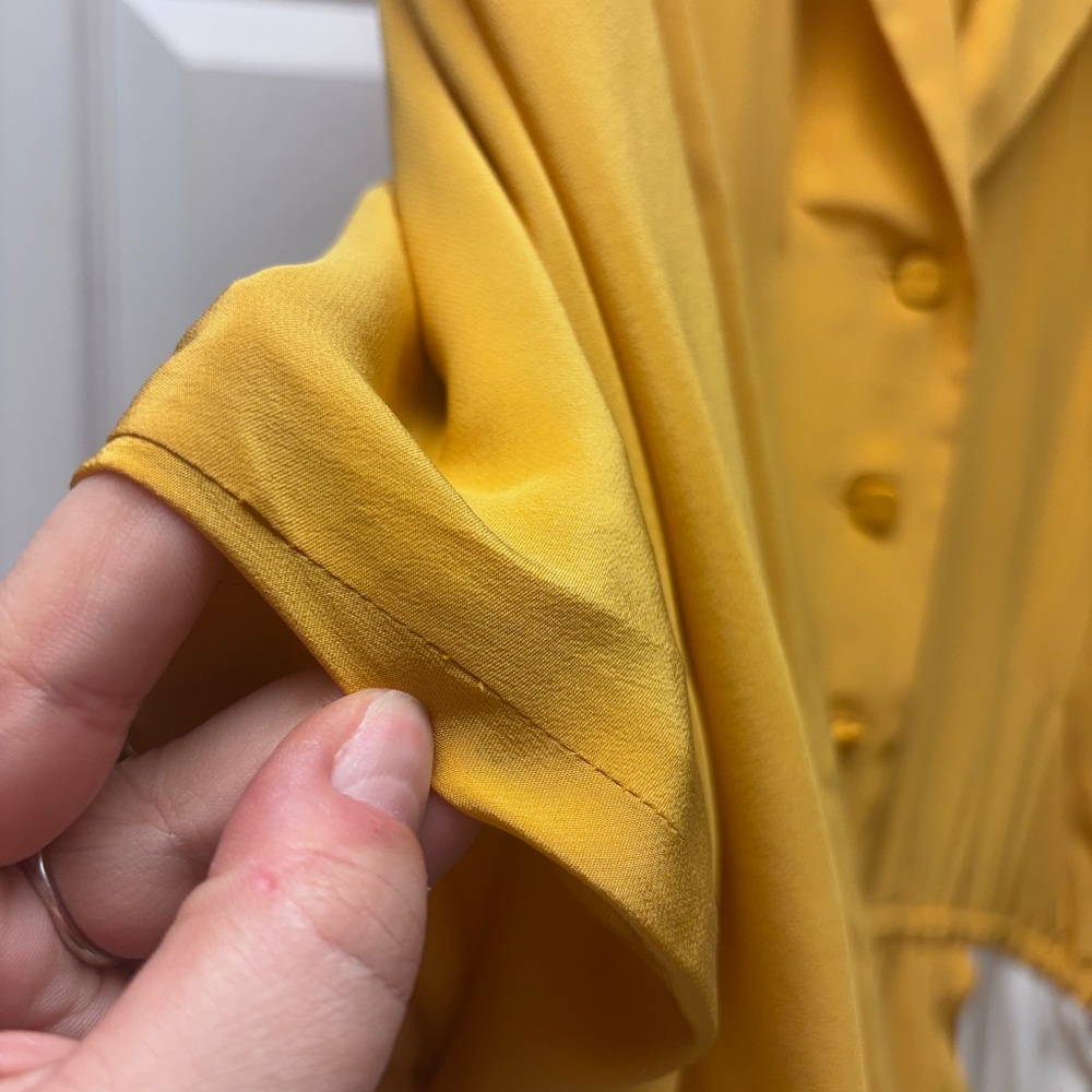 Vintage Italian Silk Colorblock Shirt Dress | Pockets | Size 42 (US 8–10) - Picture 8 of 14